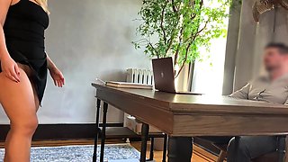 Blonde milf secretary pleases her boss mid meeting