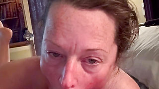 Lovely wife Bonemaiden wiggles her toes and strokes and sucks her man