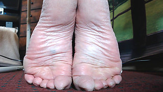 Extreme wrinkled soles closeup dry