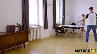 Mature4k. blonda mature has cunt packed with mans cock instead of paying