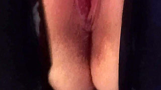 Rubbing my big clit with my wand