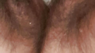 hairy pussy close up and masturbating clitoris with vibrator