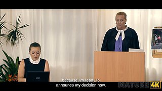 MILF with long hair sucks young stud and her hubby secretly catches them in the act