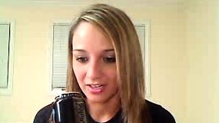 Blonde Housewife with big boobs masturbates with huge dildo