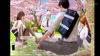 Immersive 3D waifu academy adventure featuring busty blonde beauties