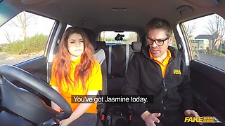 Jasmine Jae & Ryan Ryder in a steamy car FFM with cumshot