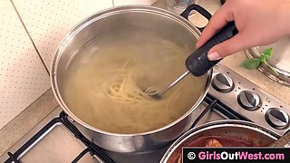Curvy lesbian chick with huge boobs gets her cunt pleasured orally