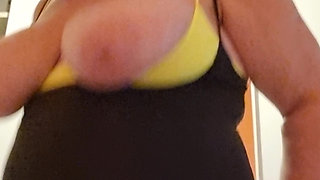 Big tits Milf in red