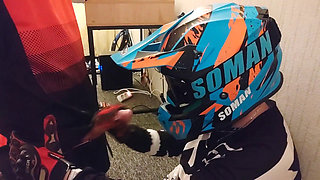 Motocross Guy Jerks off After Sex to His Partner