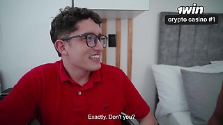 Divorcee COUGAR screws virgin geek to help her invest online! Schlong Stud and Kylei Ellish