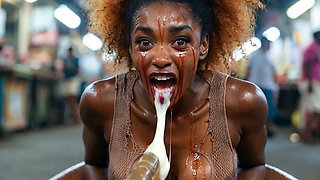 She Bites Apple in Public, Cum Pours Out