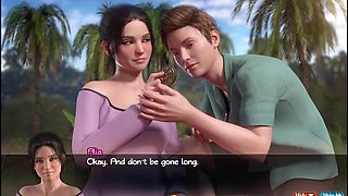 Curvy girl with big boobs and a nice backside on a treasure island