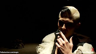 Tall shemale dom fuck bound men