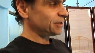 Blonde babe gets tits pegged while blind folded