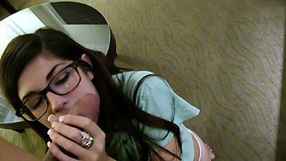 Small titted brunette teen fingering on the bed