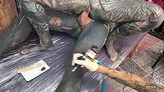 Tattooed Girl Gets Her Titties Inked Then Rides Cock & Takes Anal