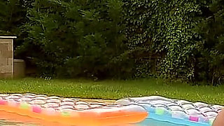 Blonde Poolside Gangbang with Multiple Cocks