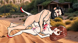 Aunty with pink boobs in the desert fucked with big cock