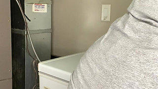 Hotwife Gets Cream Pied While Doing Laundry