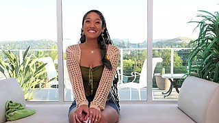 Pretty face Tia makes debut on a big dick