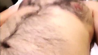 Hairy Bear Jerks Off in a Hotel Room and Cums Hard