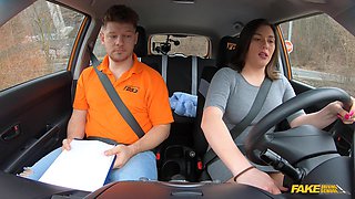 Adorable babe fucks with her driving instructor and loves it