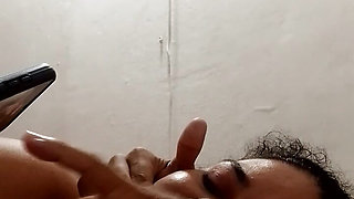 Beautiful girlfriend sucking deep throat