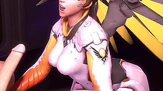 Mercy Sucks Dick on Her Knees in POV Overwatch Parody