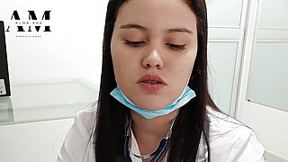 my doctor swallows all my cock in her office
