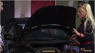 Guy Gets His Dick Ridden By A Blonde Milf With Big Tits After Being Bound