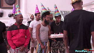 Teen Coco Lovelock Gets To Suck On A Bunch Of Big Black Cocks For Her B-Day