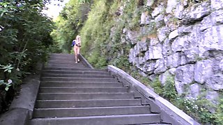 Pulled amateur euro blonde outdoor bj and she takes it deep