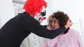 Two cute girls, Daisy Lee and Luna Corason, have a fun peaches party on the bed.