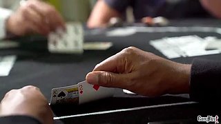 Poker Game Gone Wrong - Husband Loses Wife to Gangbang in Full House Bukkake