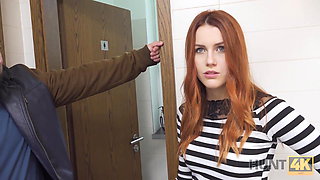 HUNT4K. Man meets sweet ginger at mall and fucks her