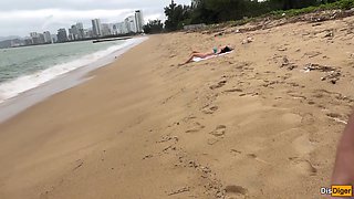Katty West And Verified Amateurs - Babe Can I Cum On Your Tits? - Public Cock Flashing On The Beach