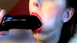 Big Dildo Blowjob by Aurelie on Webcam