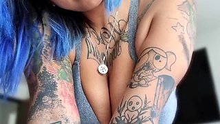 Glamour babe with big boobs masturbates in lingerie