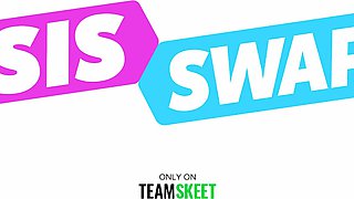 Smoking hot college sluts swap their stepbrothers in loud home orgy