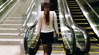 Japanese amateur video  Letting a whipped lascivious woman on a train film a masochistic man in a public restroom.