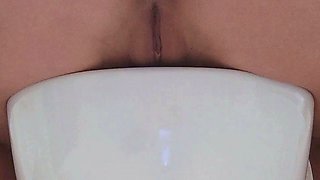 Asian teen anal play and squirting in family bathroom