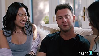 Bisex asian pounded by a married couple