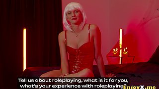 The best XXX porn peepshow ever with White Witch Stacy Cruz and Black Demon Leo Santos will suck you