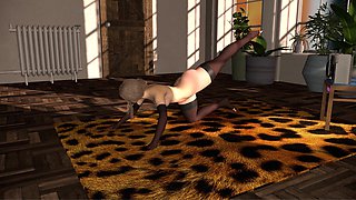 3D 4K Sexy Elf Kyndri Cosplay a Cute Cat Do Some Yoga Have Serve Her Master