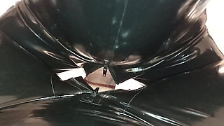 The Slave All in Latex Had to Take Good Care of Me, Until My Orgasm and His Cumshot. 3 Angle