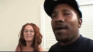 redhead pawg slides on fat black meatstick