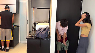 My cuckolded husband is very horny and my neighbor fucks me without him knowing.