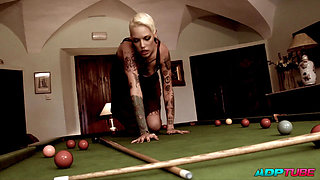 Tattooed Spanish Woman Fucking on the Pool Table