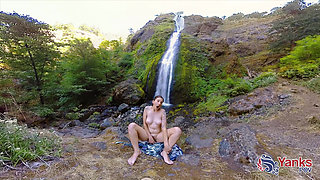 Hot hiker goes solo toying her pussy