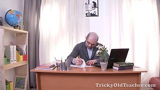 Sexy schoolgirl sandra is called in office to fuck and smoke sausage